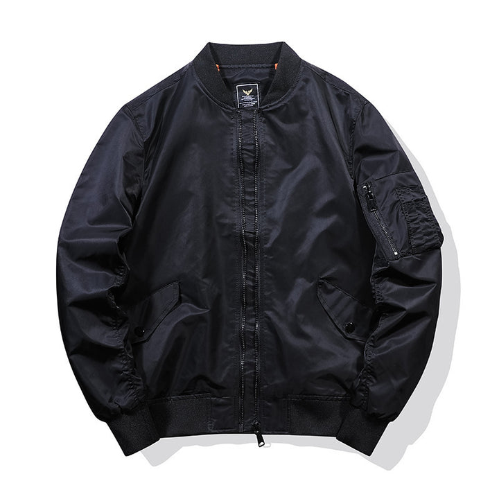 Men's Pilot Bomber Jacket in Nylon Finish with Sleeve Organizer and Ribbed Cuffs Mune Fashion