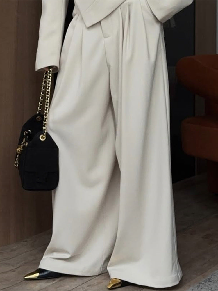 Women Oversized Blazer Set with Tailored Peplum and Pleated Midi Skirt Mune Fashion