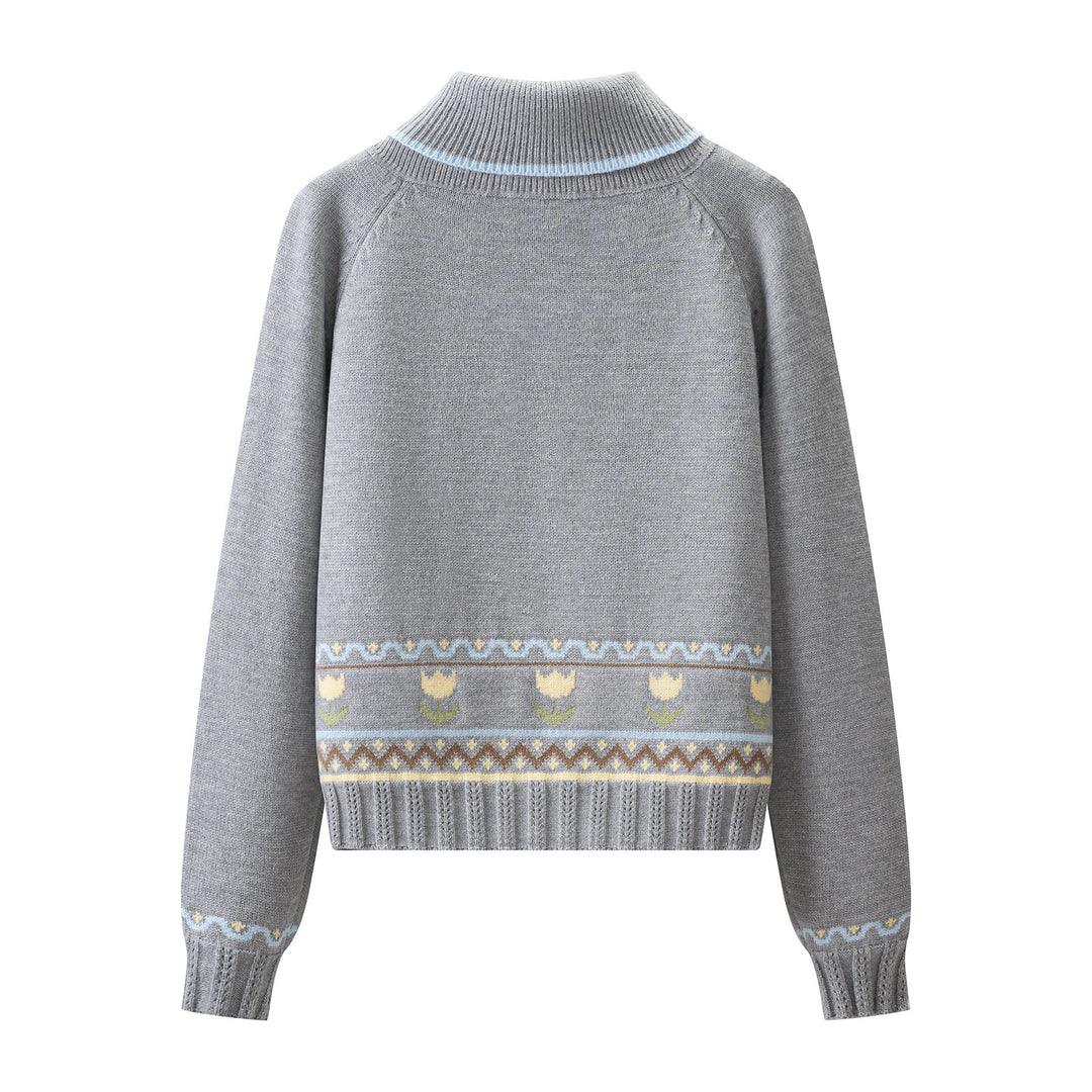 Women's knit set made of fine knit with shawl collar sweater and high waist midi skirt Mune Fashion
