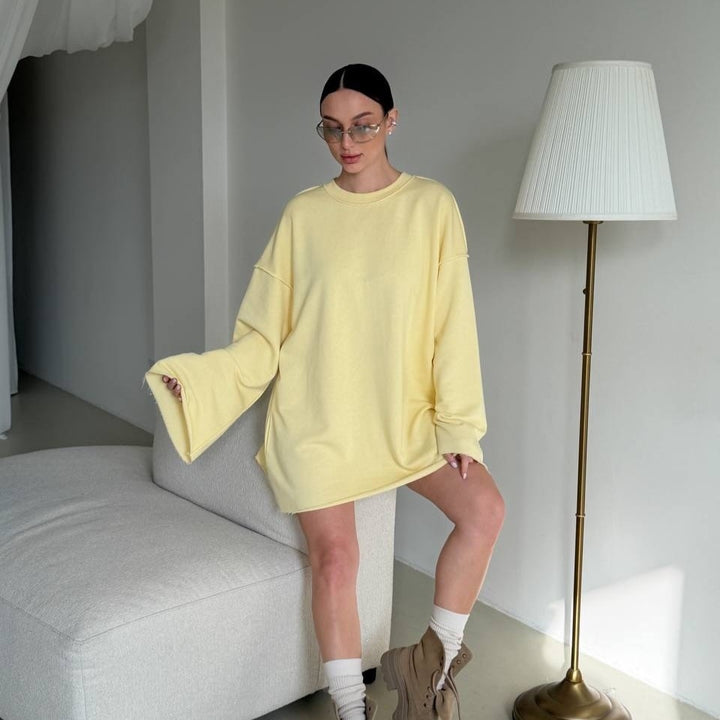 Women Oversized Sweater Dress with Wide Trumpet Sleeves Mune Fashion