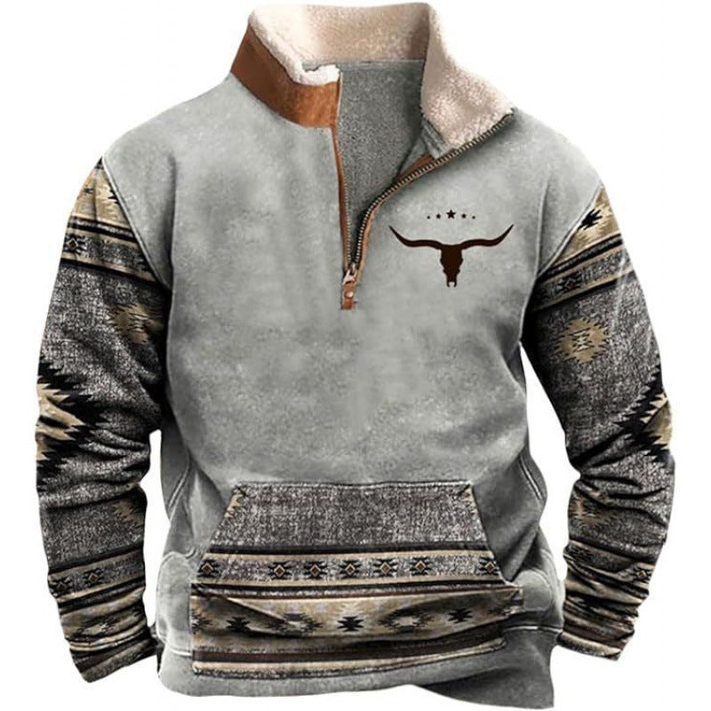 Men's Warming Fleece Pullover with Stand-Up Collar Mune Fashion