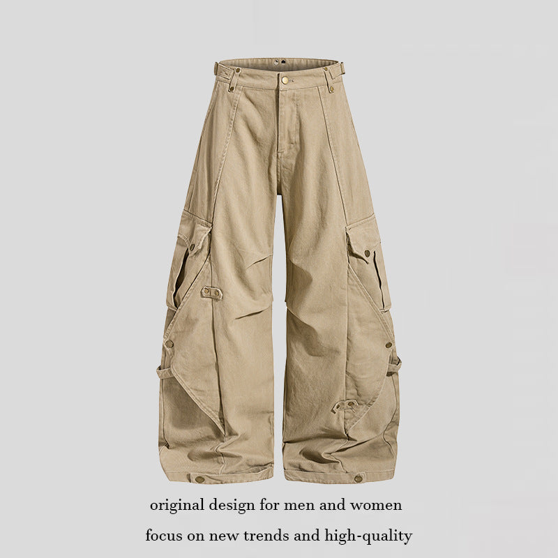 Women wide cargo culotte pants with adjustable straps, large flap pockets, and balloon silhouette Mune Fashion