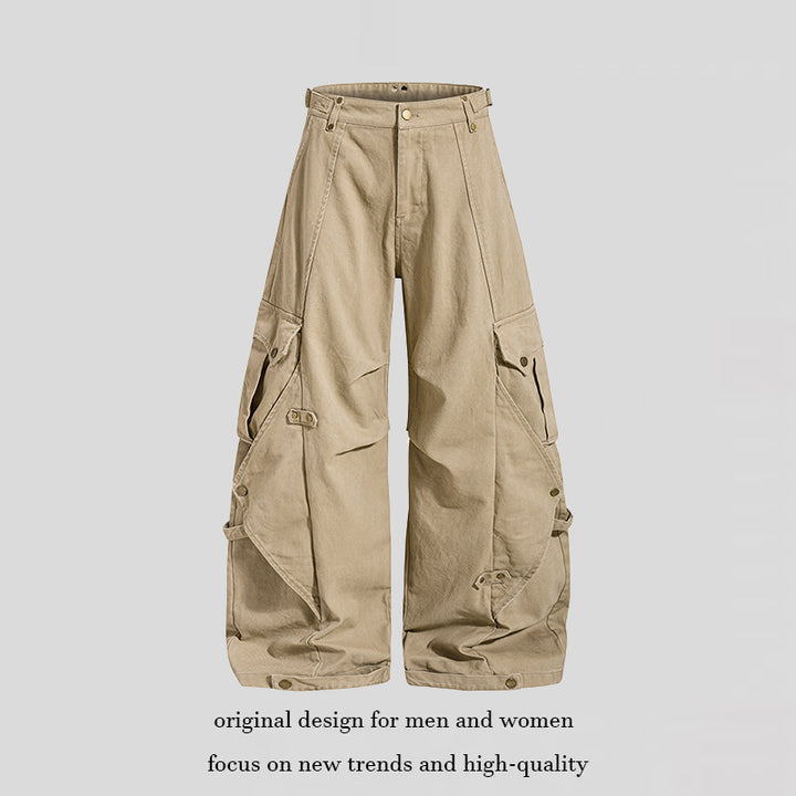 Women wide cargo culotte pants with adjustable straps, large flap pockets, and balloon silhouette Mune Fashion
