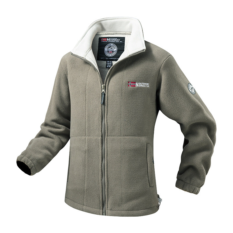 Men's Robust Trekking Fleece Jacket with High Stand-Up Collar, Full-Length Zipper & Practical Side Pockets Mune Fashion