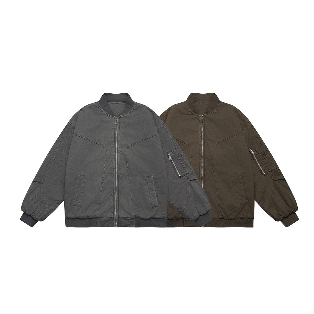 Unisex Oversize Utility Bomber Jacket with Arm Pocket, Elastic Hem and Concealed Side Pockets Mune Fashion