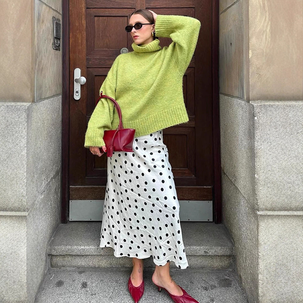 Women's Oversized Turtleneck Sweater made of Mohair Mix with Dropped Shoulder Mune Fashion