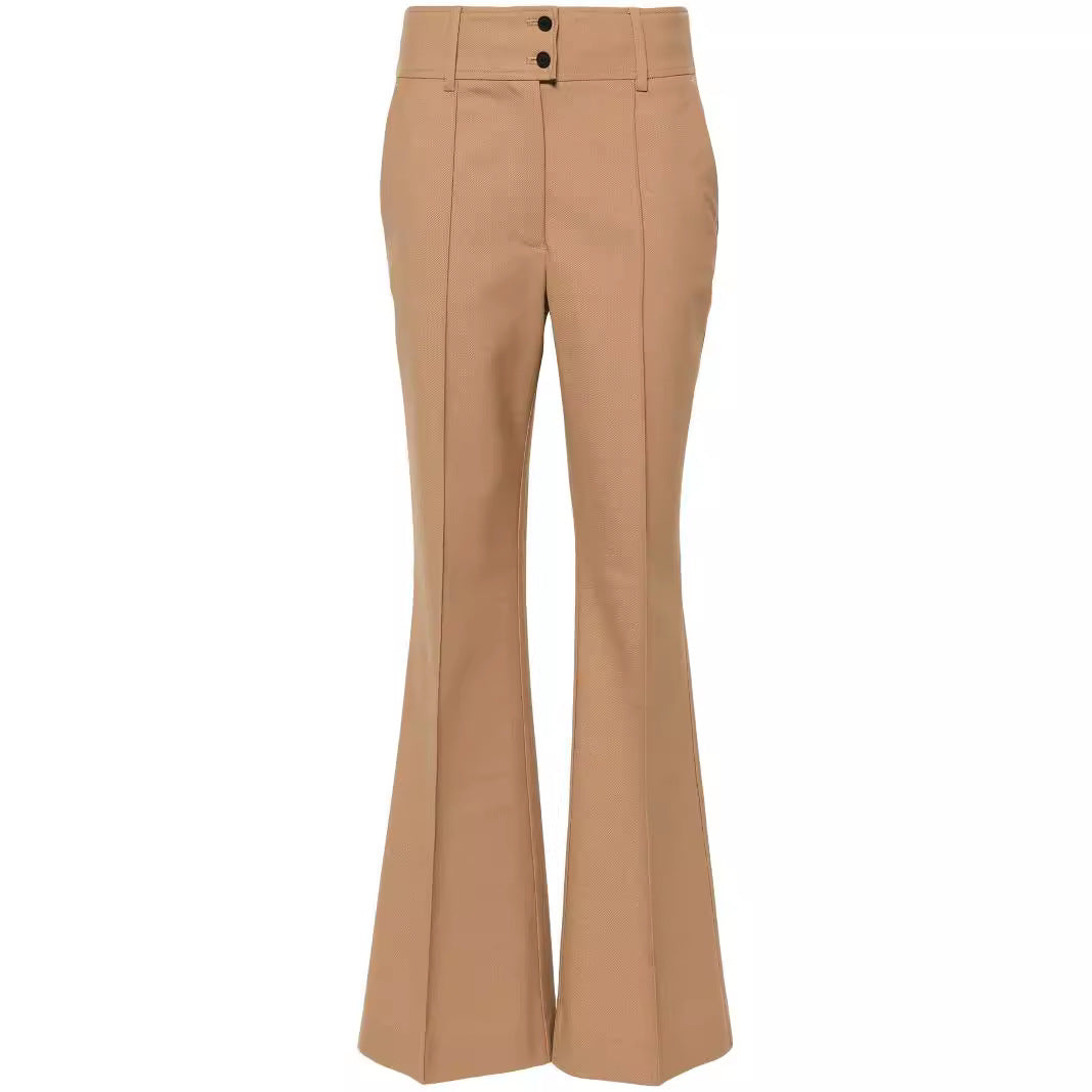 Women High-Waisted Flared Wool Blend Tailoring Pants with Crease Mune Fashion