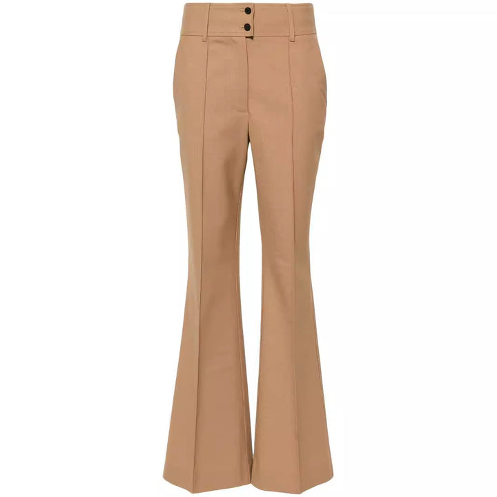 Women High-Waisted Flared Wool Blend Tailoring Pants with Crease Mune Fashion