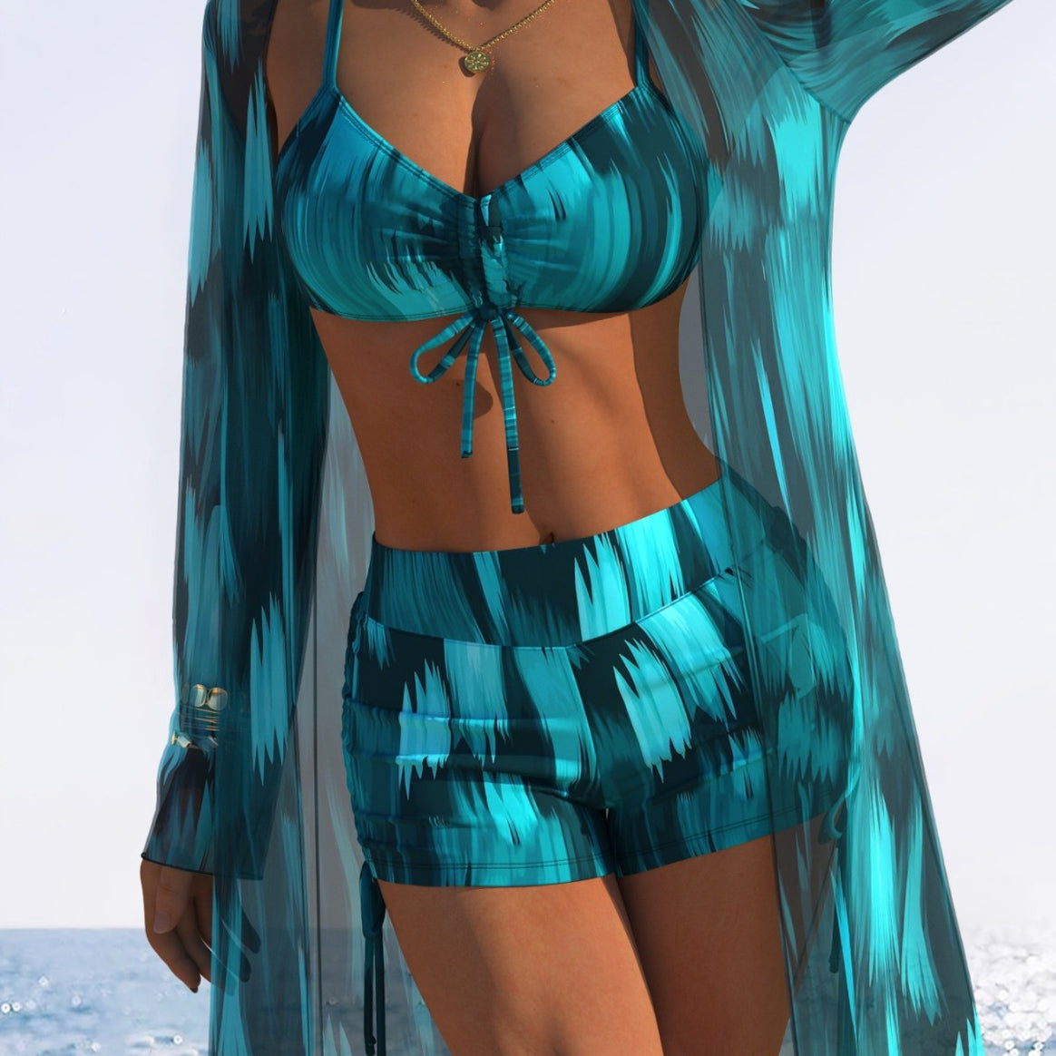 Women’s bikini set with floral design and swinging kimono Mune Fashion