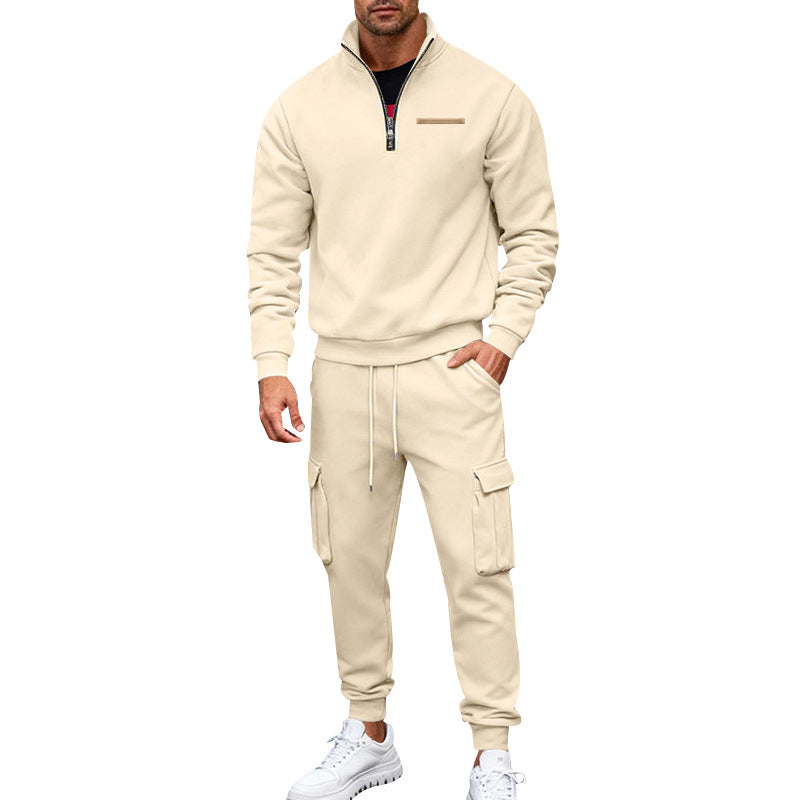 Men's Zip Pullover and Cargo Jogger Set made of soft French Terry Mune Fashion