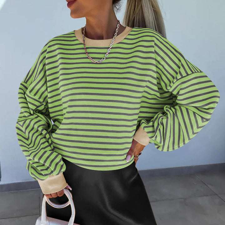 Women's casual striped sweatshirt with boxy cut and contrasting finishes Mune Fashion