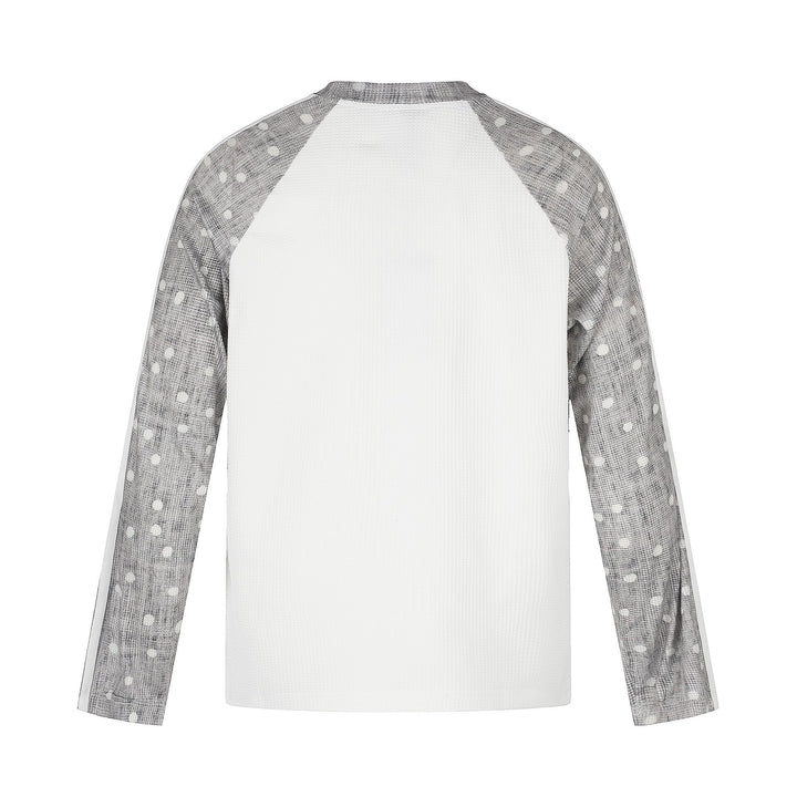 Unisex waffle texture sweatshirt with transparent contrast sleeves, raglan and side stripes Mune Fashion