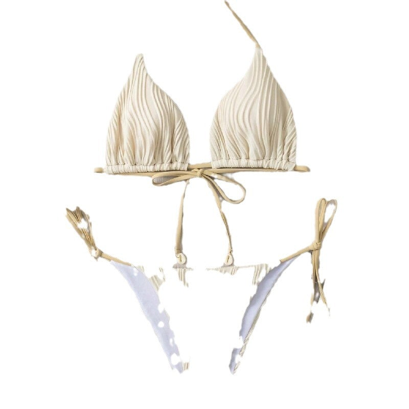 Women Triangle Bikini with sophisticated ribbed design Mune Fashion