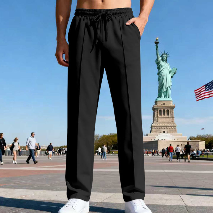 Men's casual-elegant pleated sweatpants with crease, elastic drawstring waistband and side pockets Mune Fashion