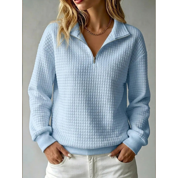 Women’s quilted sweatshirt with half zipper and tile structure Mune Fashion