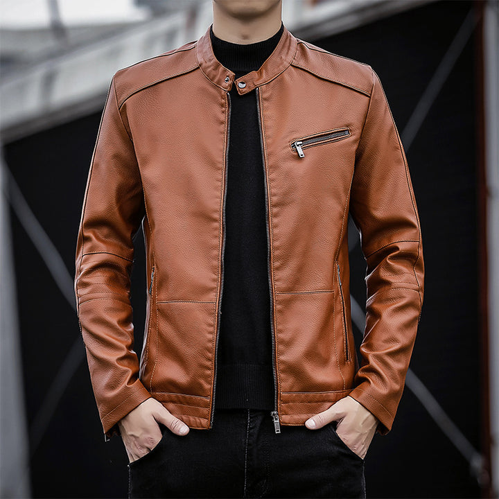 Men's Elegant Faux Leather Jacket Mune Fashion