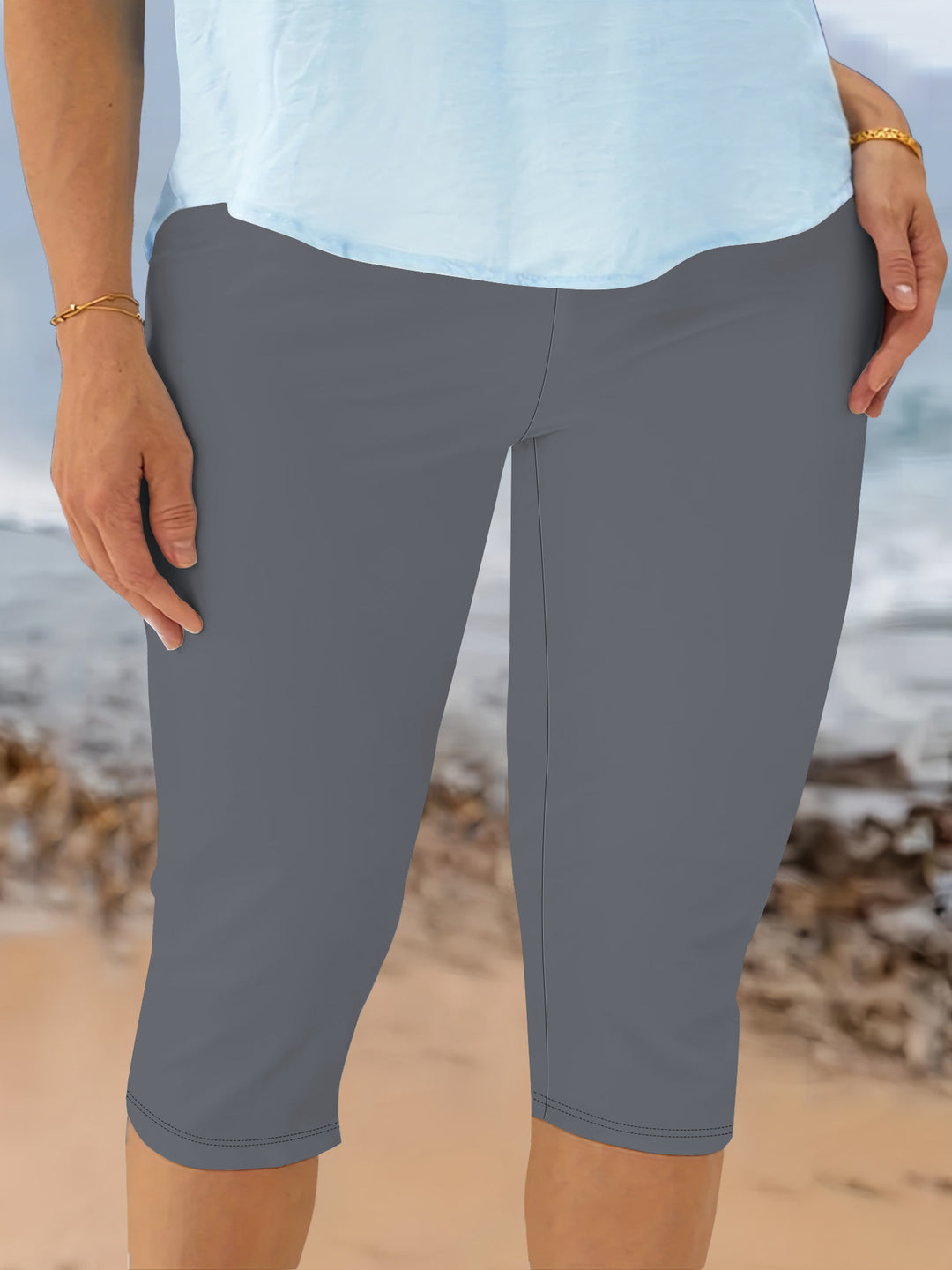 Ladies' Capri Biker Shorts with High Waist and Supportive Compression Mune Fashion