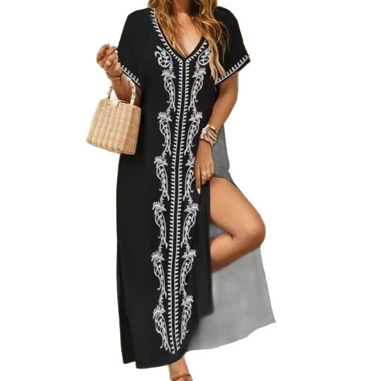 Ladies elegant beach cover-up with intricate embroidery design Mune Fashion