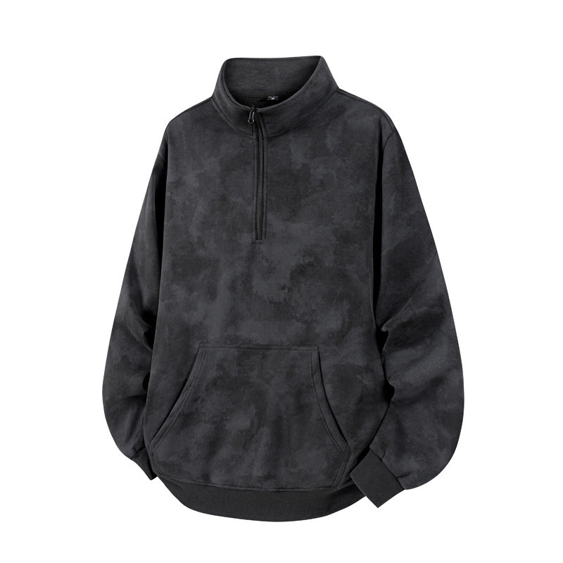 Unisex Oversize-Halfzip-Sweatshirt with Kangaroo Pocket and High Collar Mune Fashion