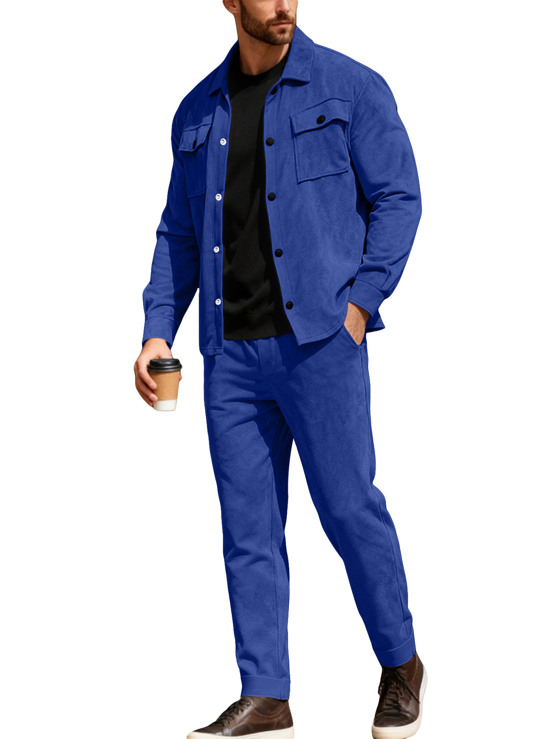 Men's Nan Shirt Jacket with Flap Pockets and Straight Cut Chino Pants Mune Fashion