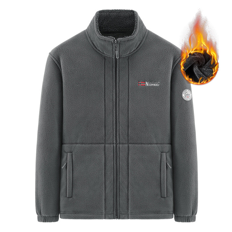 Men's Insulating Zip Fleece Jacket with High Collar and Soft Teddy Lining Mune Fashion