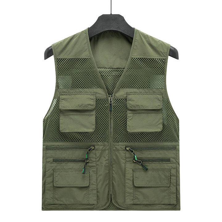 Men's Breathable Fishing and Photography Vest with Mesh Panels, Multi-Pockets and Two-Way Zipper Mune Fashion