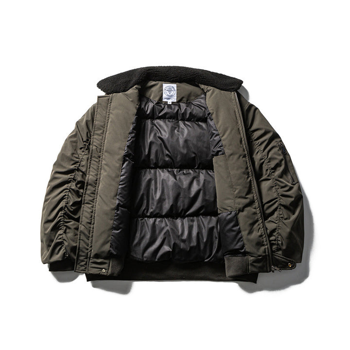 Men's short parka bomber with sherpa collar, padded utility jacket Mune Fashion