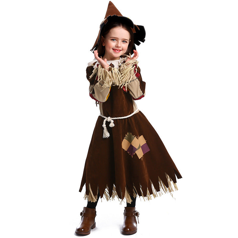 Girls Barn Dweller Costume with Fringed Details and Agriculture Accents Mune Fashion