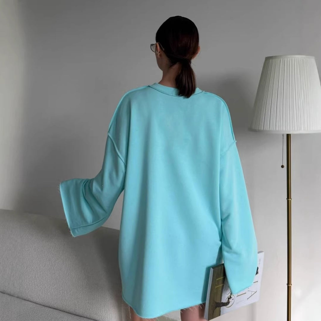 Women Oversized Sweater Dress with Wide Trumpet Sleeves Mune Fashion