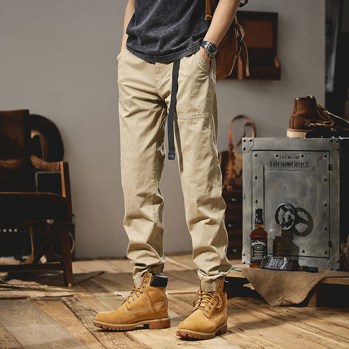 Men's Loose Utility Cargo Pants in Jogger Style with Elastic Drawstring Waistband Mune Fashion