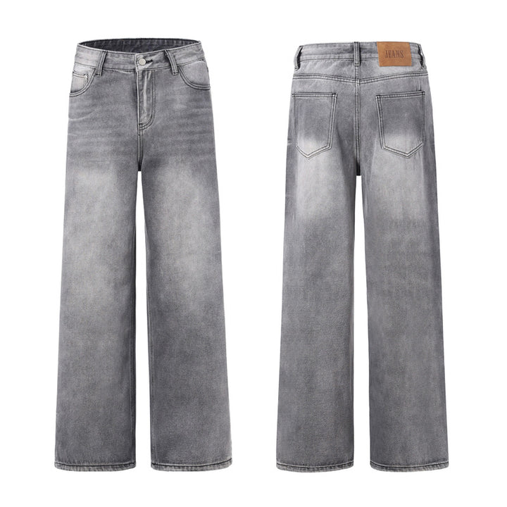 Women Floor-Length Oversized Denim Trousers in Baggy Palazzo Cut with Soft Stonewash Details Mune Fashion