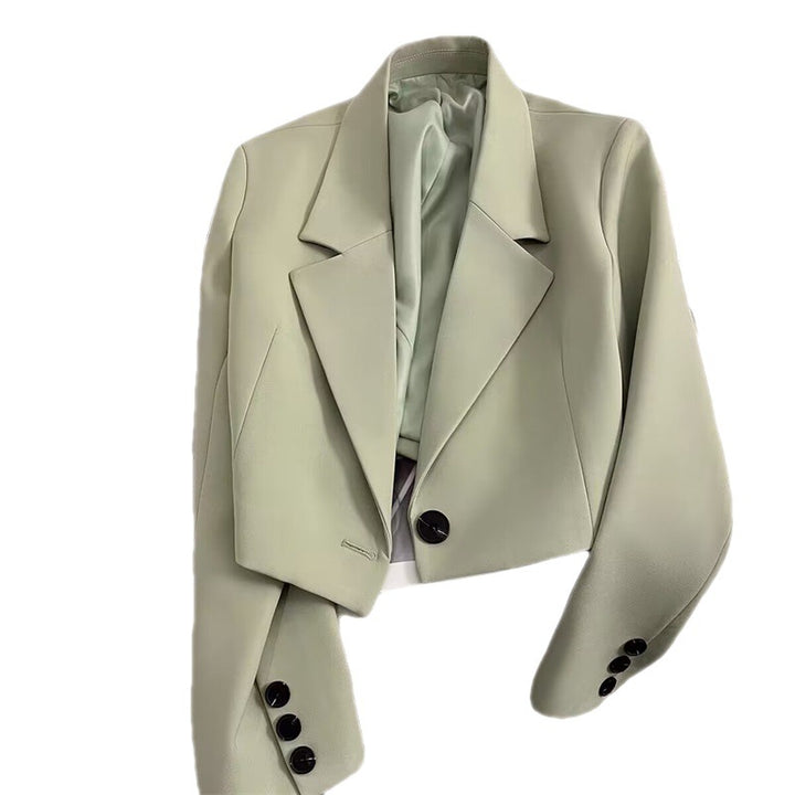 Women Cropped Blazer with Shawl Collar Mune Fashion