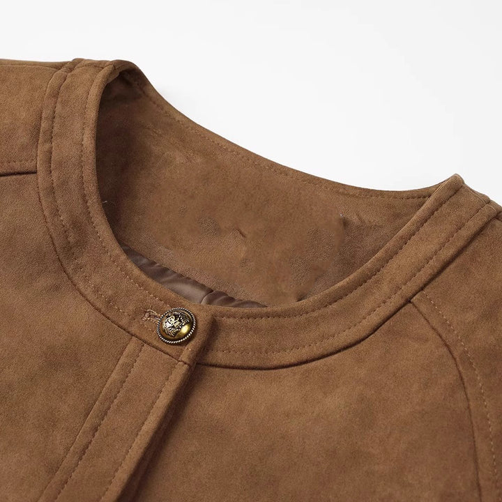 Women's Fashionable Suede Jacket with Pockets Mune Fashion
