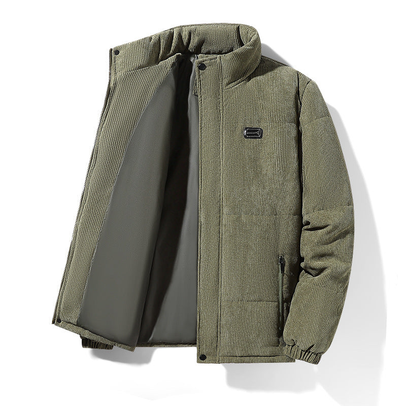 Men's padded cord jacket with high stand-up collar, padded insulation and zippered pockets Mune Fashion