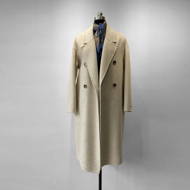 Women's Oversized Double-Breasted Wool Blend Coat Mune Fashion