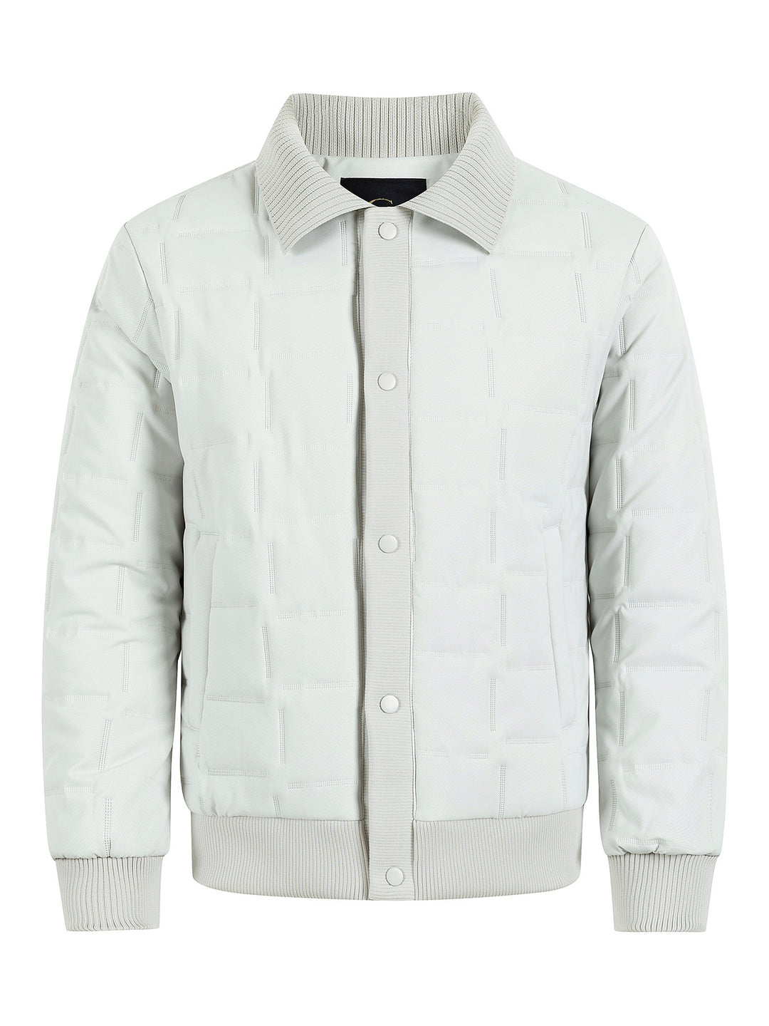 Men's Padded Bomber Jacket with Ribbed Collar and Square Quilting Mune Fashion