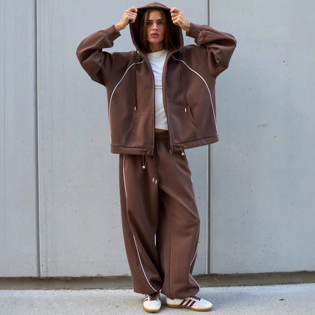 Women's Sporty Oversized Hoodie Jacket Set Mune Fashion