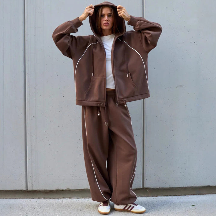 Women's Sporty Oversized Hoodie Jacket Set Mune Fashion