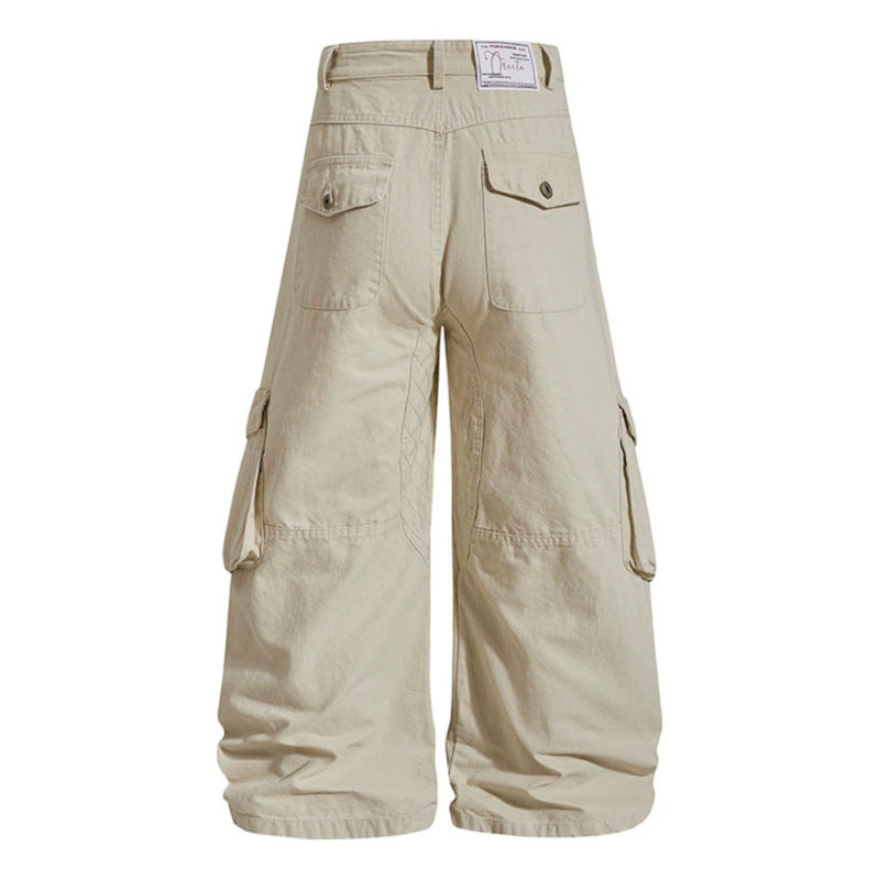 Women wide high-cut cargo culotte pants made of cotton blend with large flap pockets Mune Fashion