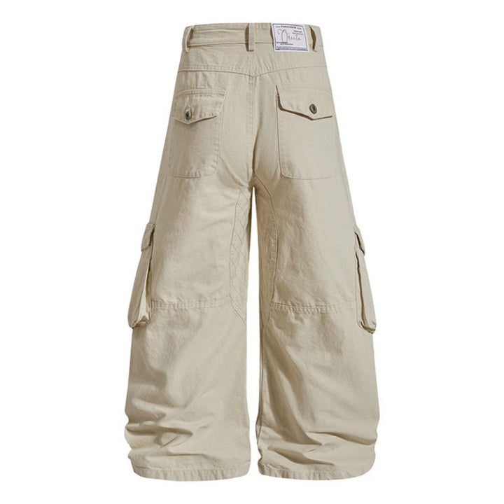 Women wide high-cut cargo culotte pants made of cotton blend with large flap pockets Mune Fashion