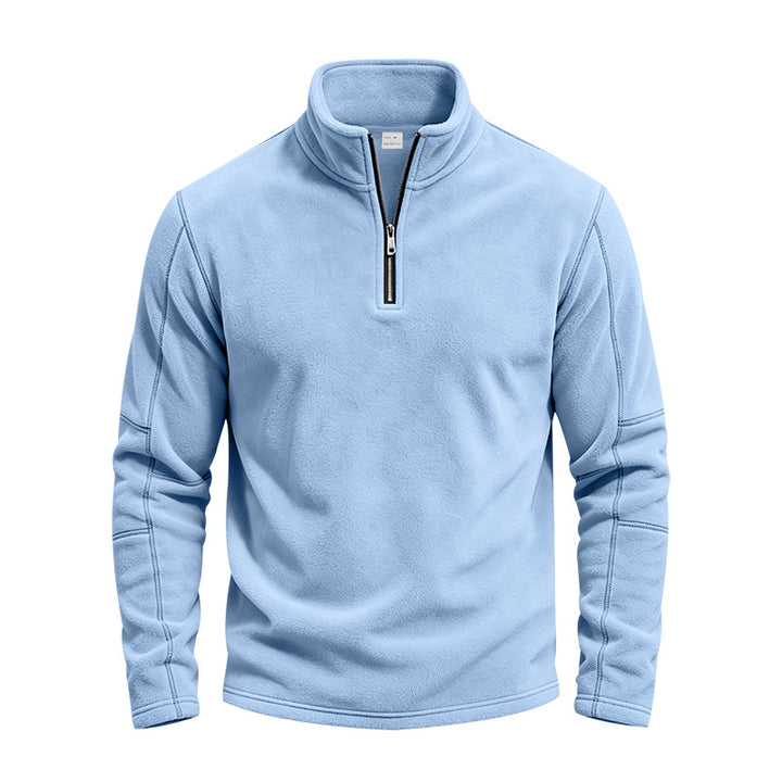 Men's fleece half-zip pullover with stand-up collar and flatlock seams Mune Fashion