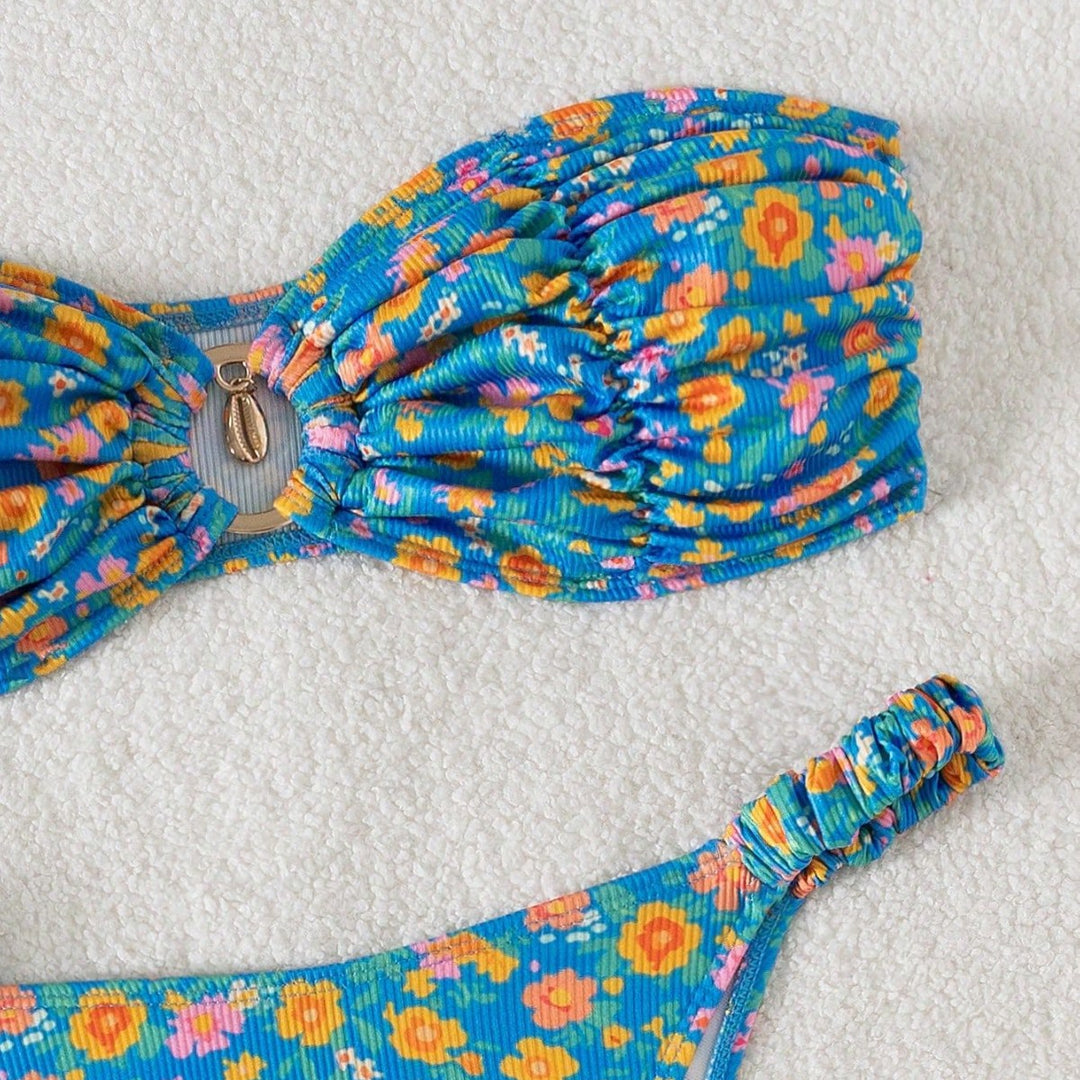 Women's bandeau bikini with Victorian floral print Mune Fashion