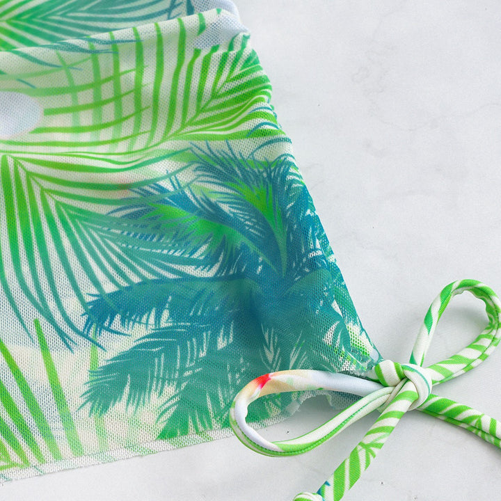 Ladies bikini set with elegant wrap skirt and tropical design Mune Fashion