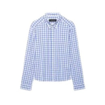 Women's tailored checkered shirt blouse made of cotton blend with Kent collar Mune Fashion