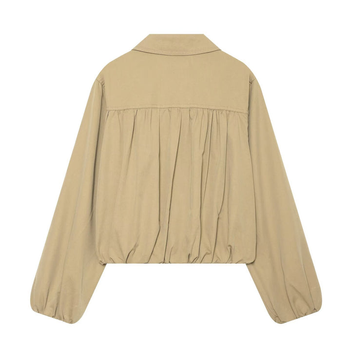 Women's short jacket with gathered chest area, drawstring hem, and balloon sleeves Mune Fashion