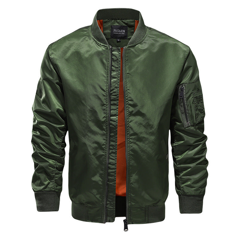 Men's Lightweight Nylon Bomber with Contrasting Lining and Arm Pocket Mune Fashion