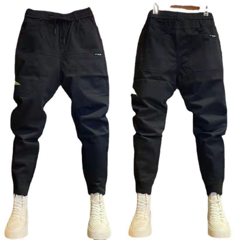 Men's sporty cargo jogger pants with elastic waistband, drawstring, and tapered leg hem Mune Fashion