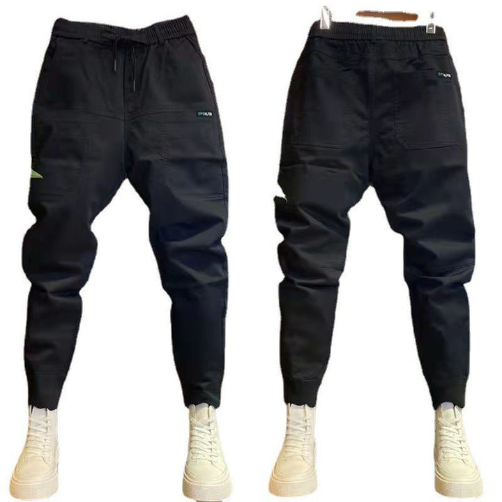 Men's sporty cargo jogger pants with elastic waistband, drawstring, and tapered leg hem Mune Fashion