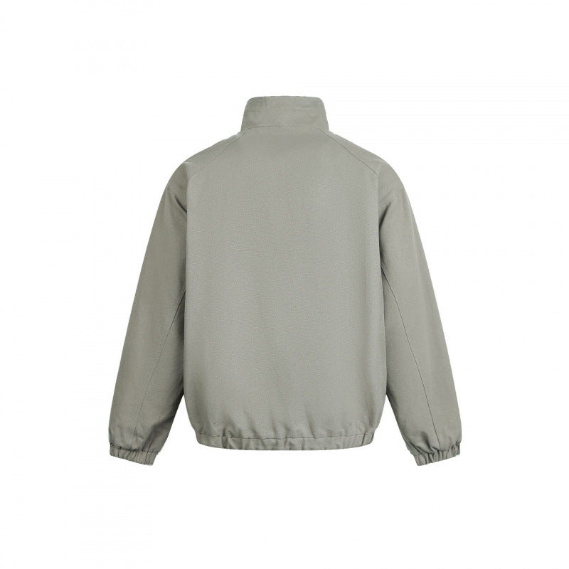 Women's lightweight bomber jacket made of cotton blend with stand-up collar, pearl cord, and mystical print Mune Fashion