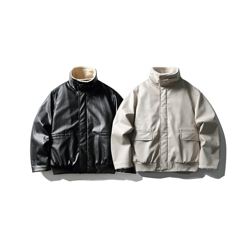 Men's Short Boxy Blouson with Adjustable Buckle Collar and Teddy Lining Mune Fashion